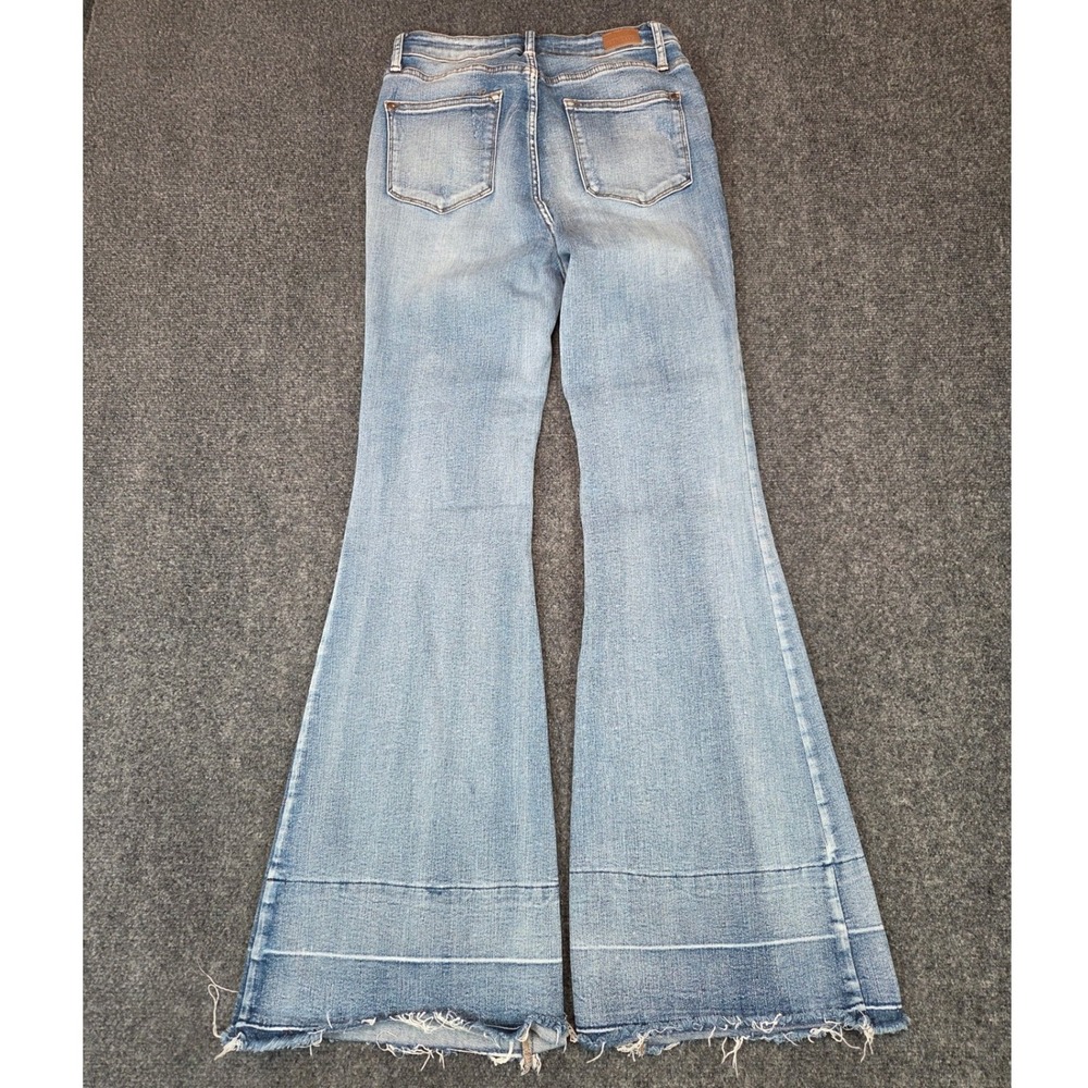 Judy Blue Flare Jeans Womens 9/29 Light Wash Raw Hem High Rise Bell Bottom - Picture 3 of 7